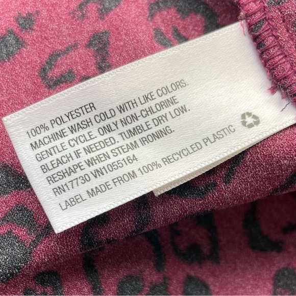 A New Day Women's Medium Long Sleeve Shirt Dress Animal Print Red Office Career - Picture 13 of 15